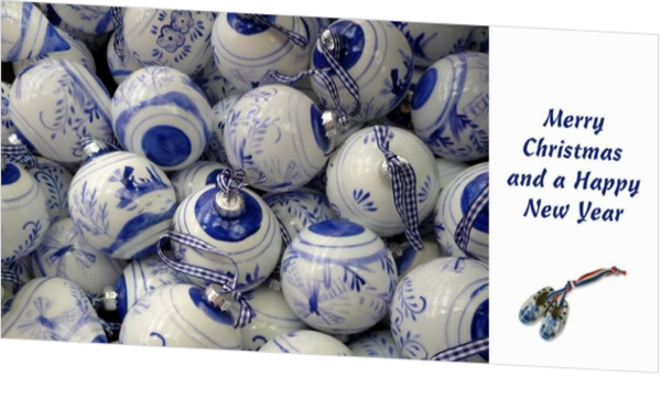 Delfts blauwe kerstballen kaart