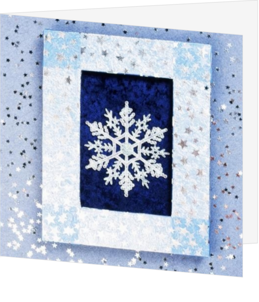 Kerstkaart klassiek blauw sneeuwkristal
