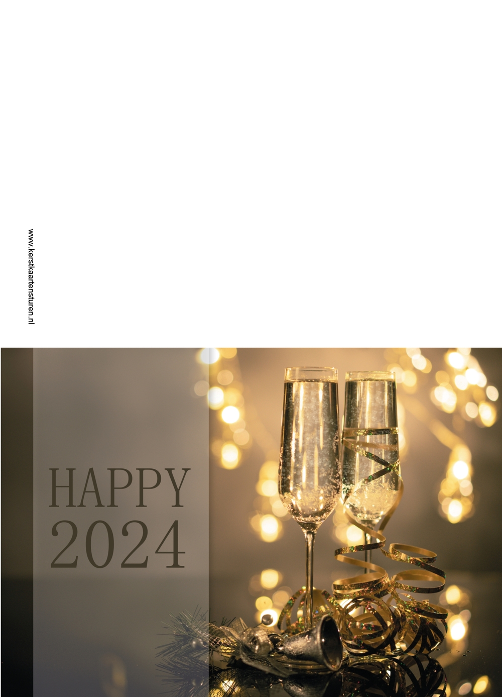 Nieuwjaarskaart champagneglazen Achterkant/Voorkant