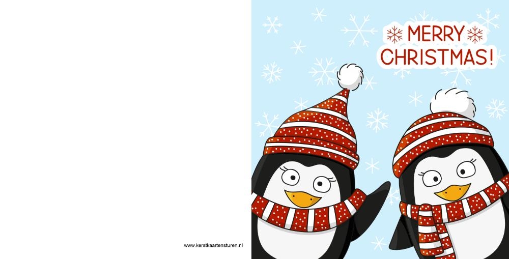 Merry Christmas twee pinguins Achterkant/Voorkant