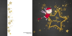kerst engeltje, krijtbord met gouden sterren Achterkant/Voorkant
