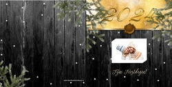 Kerstkaart jaartal sfeer fotokaart Achterkant/Voorkant