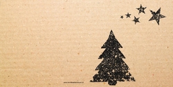 kerstkaart met een karton look met kerstboom en sterren mk2508001, vk Achterkant/Voorkant