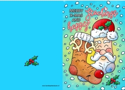 Kerstsokken happy stockings santa and reindeer Achterkant/Voorkant