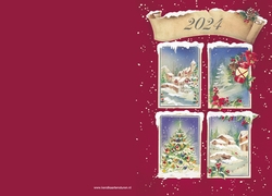 Kerstkaart klassiek collage winter Achterkant/Voorkant