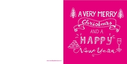 moderne kerstkaart a very merry roze, vk Achterkant/Voorkant
