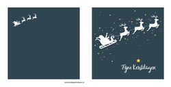 silhouet van rendieren, kerstman en sterren Achterkant/Voorkant